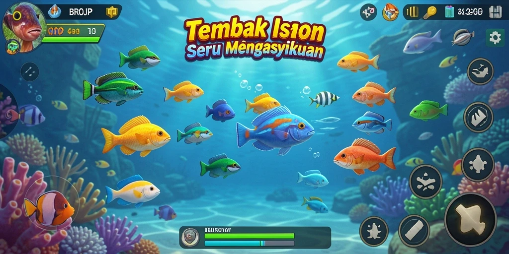 Screenshot permainan BROJP menampilkan adegan menembak ikan yang menegangkan.