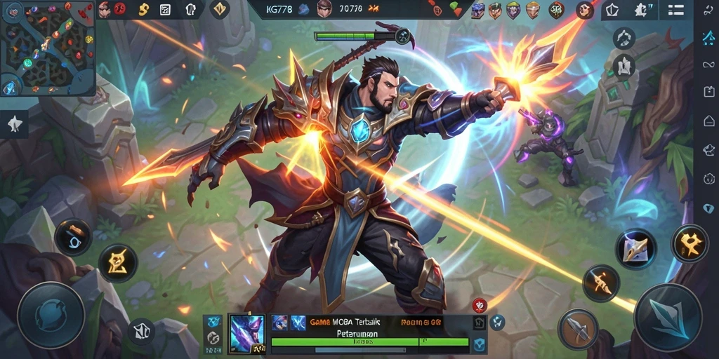 Tampilan seru dari pertarungan dalam game MOBA KG778.